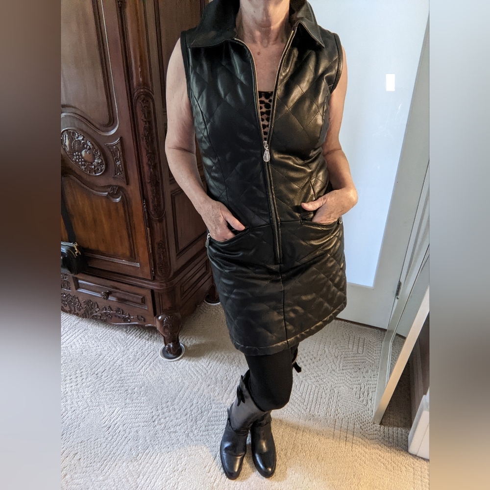Leather Quilted Mini Dress